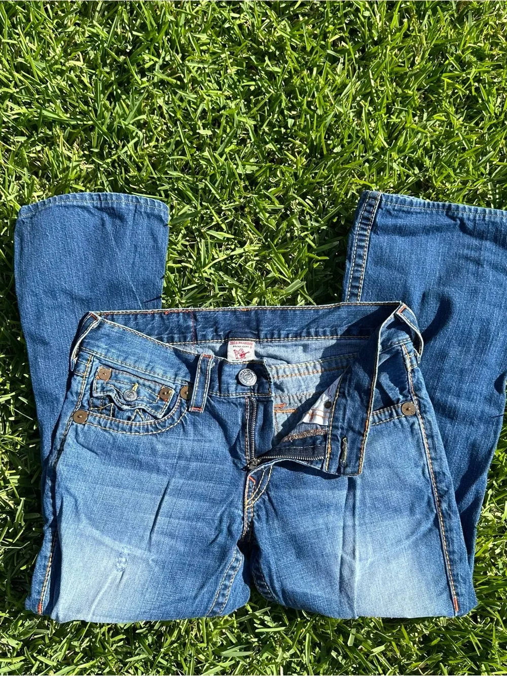True Religion Men's Blue Bootcut Jeans Billy Big T Size 31